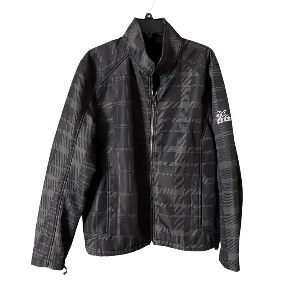 ZeroXposur Men’s Gray Plaid Jacket Size Medium Stand Up Collar Outerwear